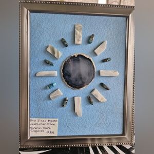 Blue sliced agate, white moonstone morenci blue turquoise